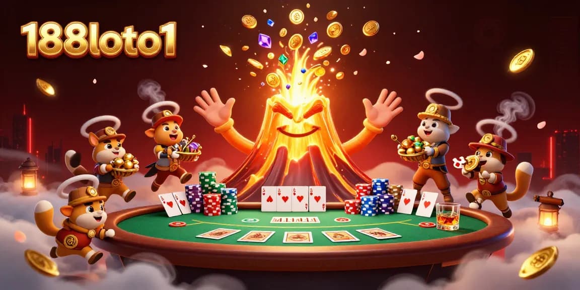 Experience thrilling wins at 188loto1 with a vibrant, animated casino adventure scene.