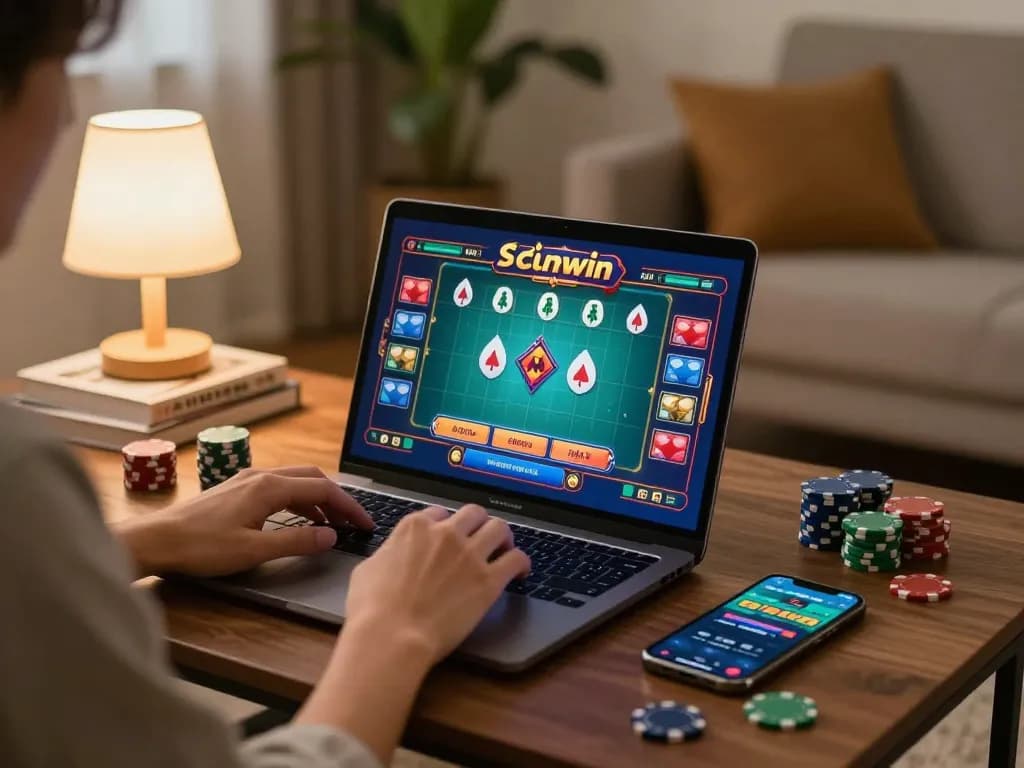 Tài Xỉu Sunwin online gameplay experience with cozy home setup and gaming tools visible