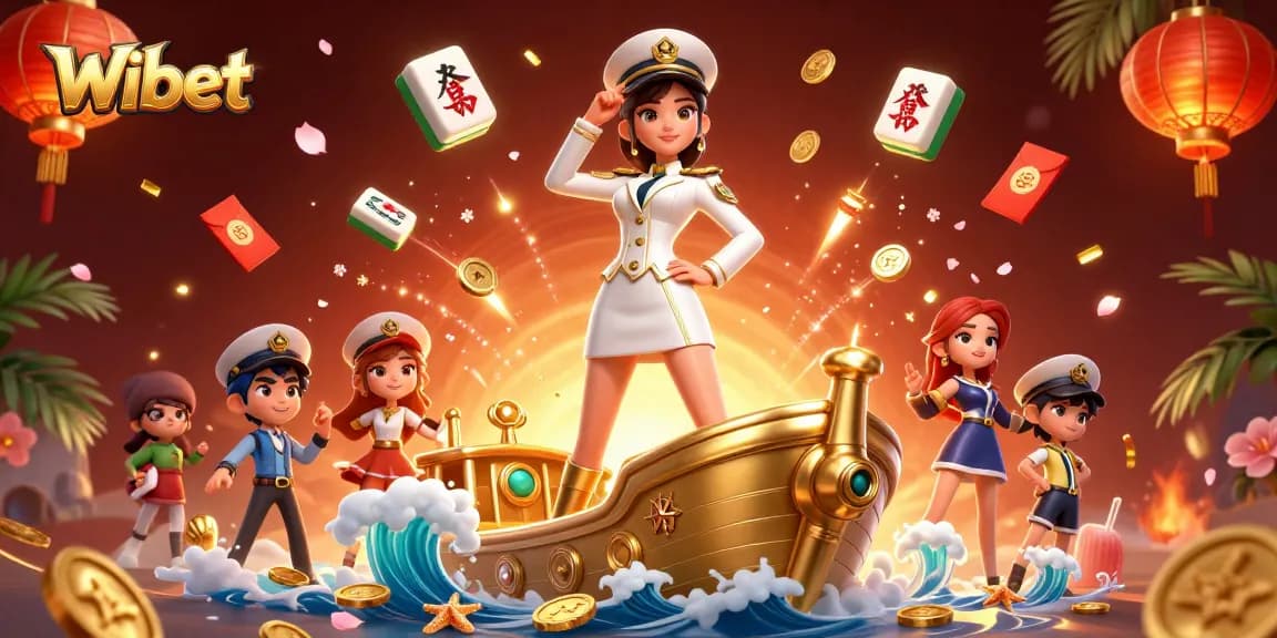 Wibet showcases high-stakes gambling action amidst vibrant casino elements and 3D effects.