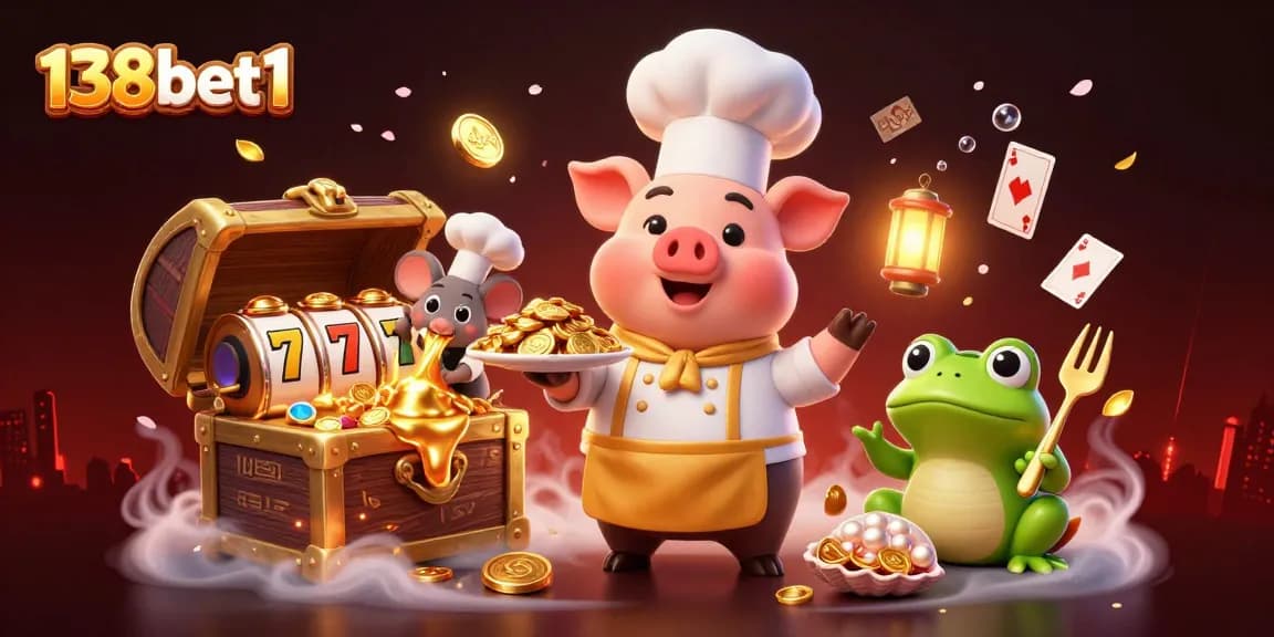 Engage in gaming excitement with 138bet1's vibrant scene of gold coins and casino thrills.
