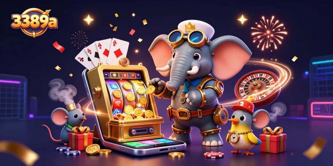 Engage in thrilling gameplay with 3389a's exciting slot machine featuring a steampunk elephant and bright animations.