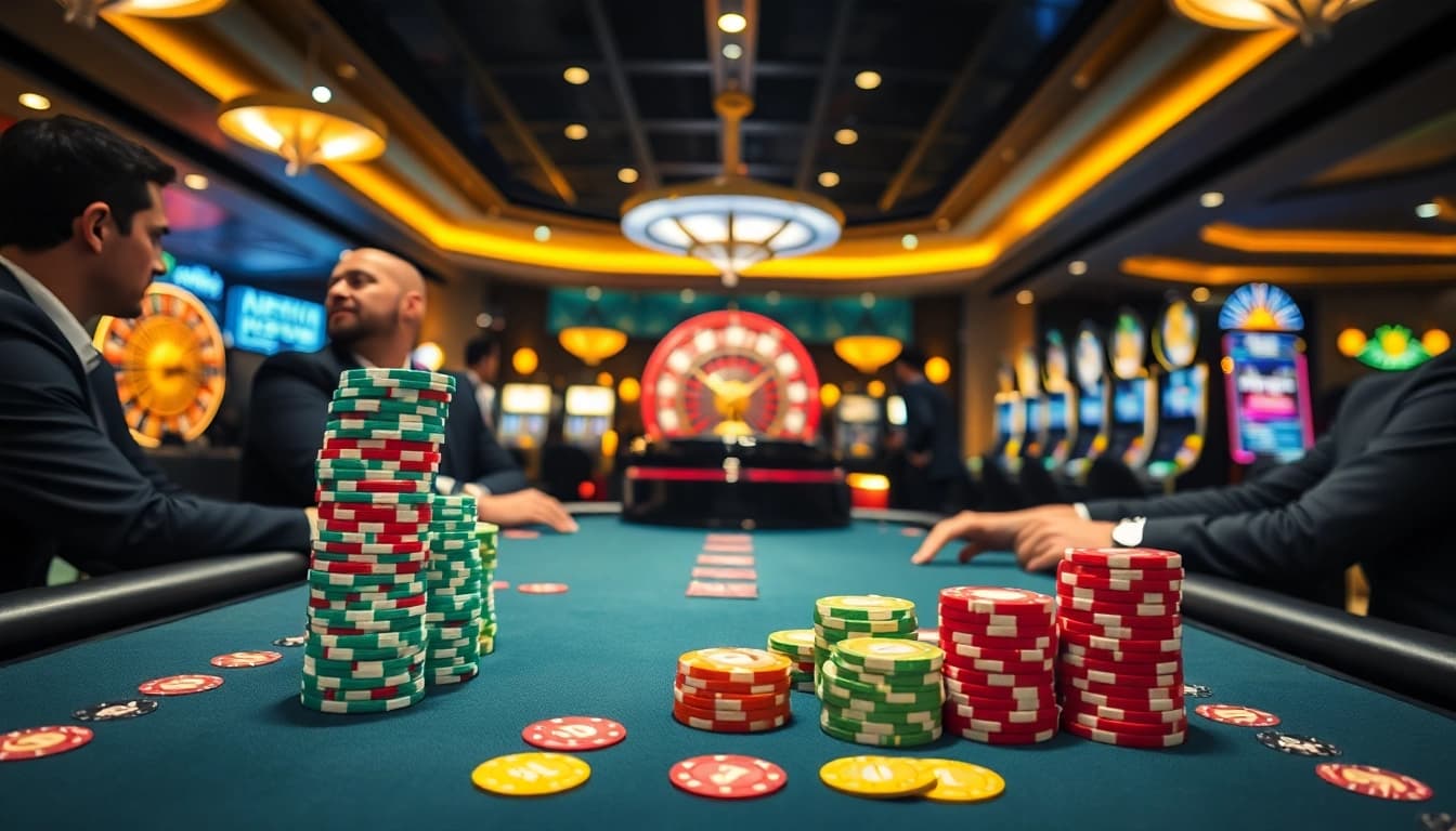 Play a thrilling game at NK88 com's immersive poker table with vibrant action and energetic atmosphere.