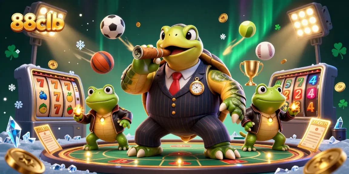 Engage with thrilling slots at 88clb, featuring a dynamic casino scene with vibrant characters.