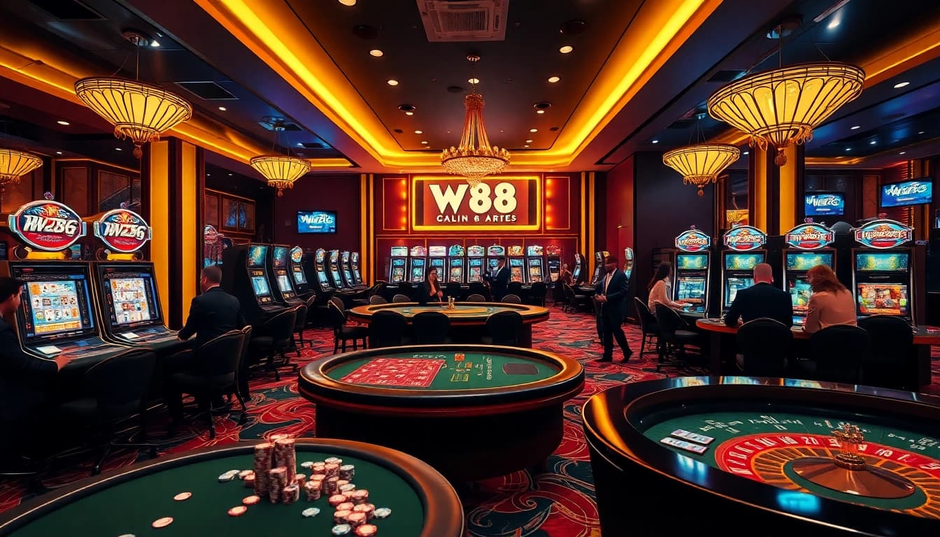Experience the excitement of ww88 with players enjoying casino games at elegant tables.