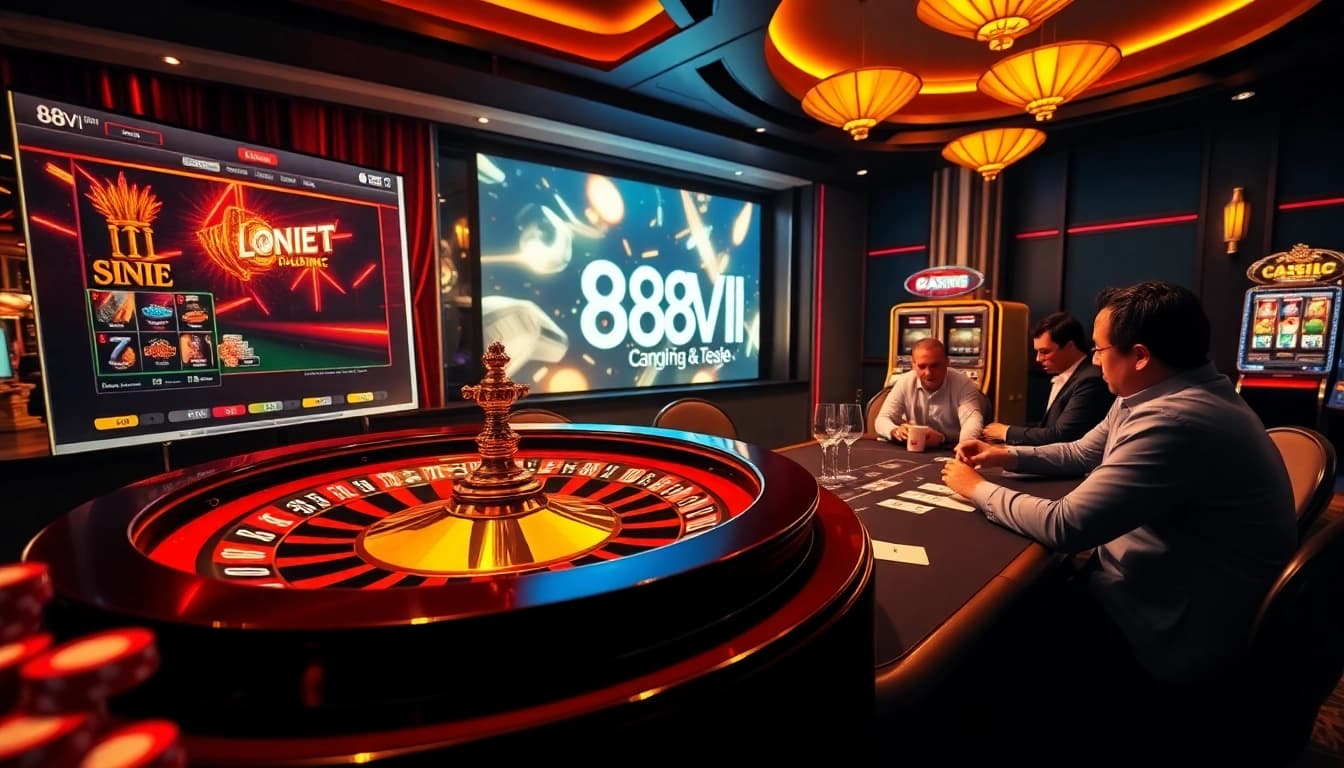 Experience the thrill of online gambling with 888VI, showcasing vibrant casino games and engaging players.