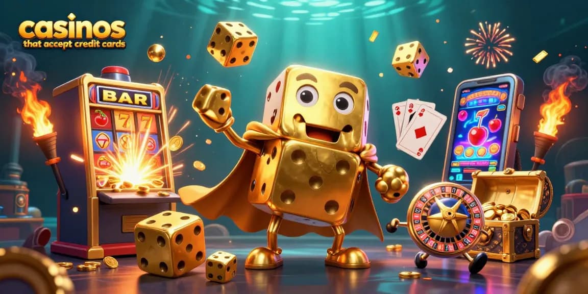 Experience thrilling fun at casinos that accept credit cards with golden dice, exploding jackpots, and vibrant games!