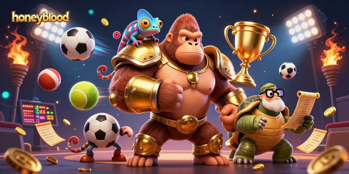honeyblood highlights an exciting casino experience with winning gorilla, colorful chameleon, and wise tortoise.
