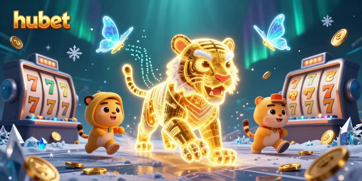 Experience thrilling gameplay at hubet with a dynamic and vibrant casino scene featuring a neon tiger.