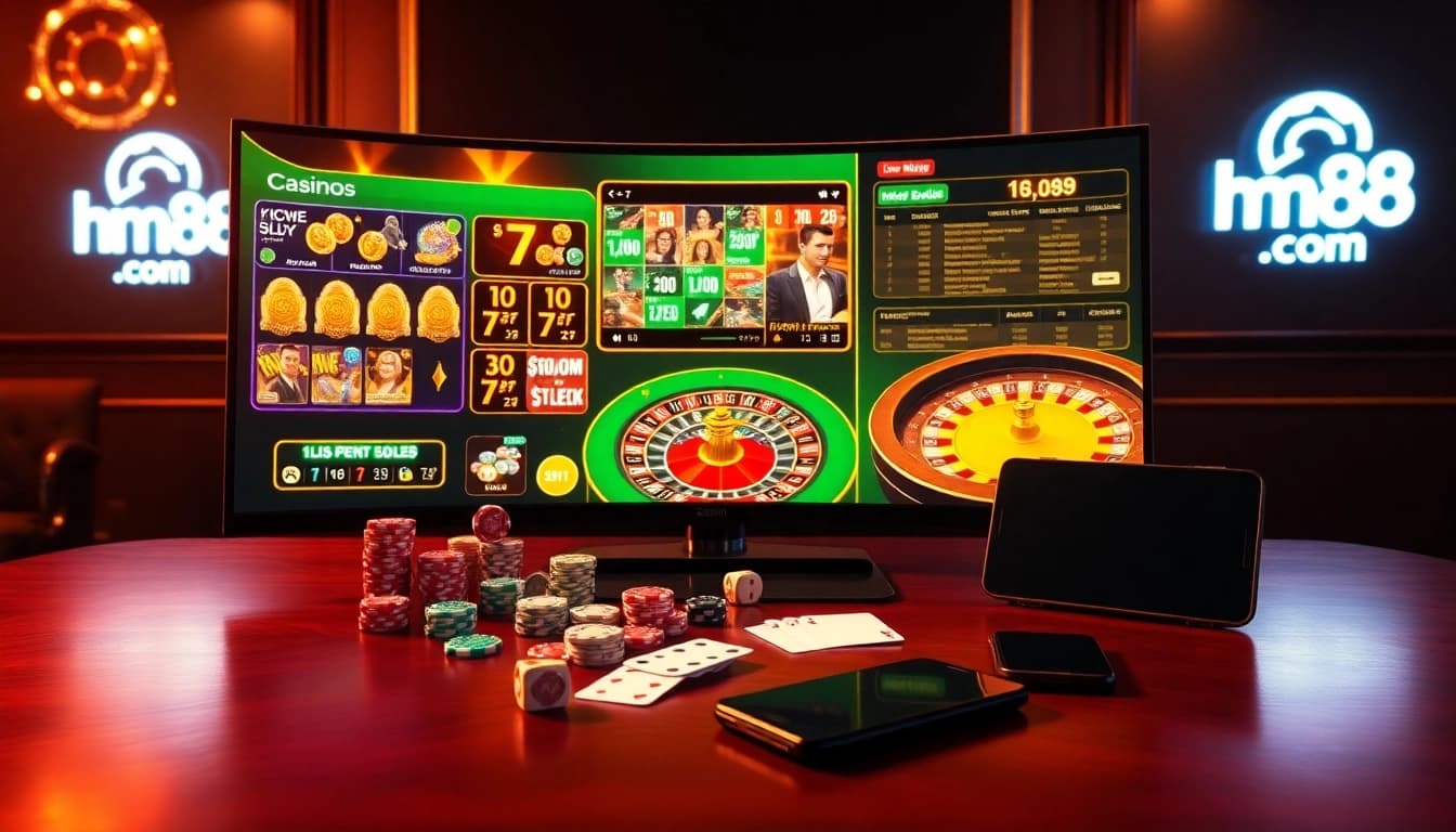 Engaging poker chips and live roulette interaction on hm88.com casino platform with sleek mobile betting