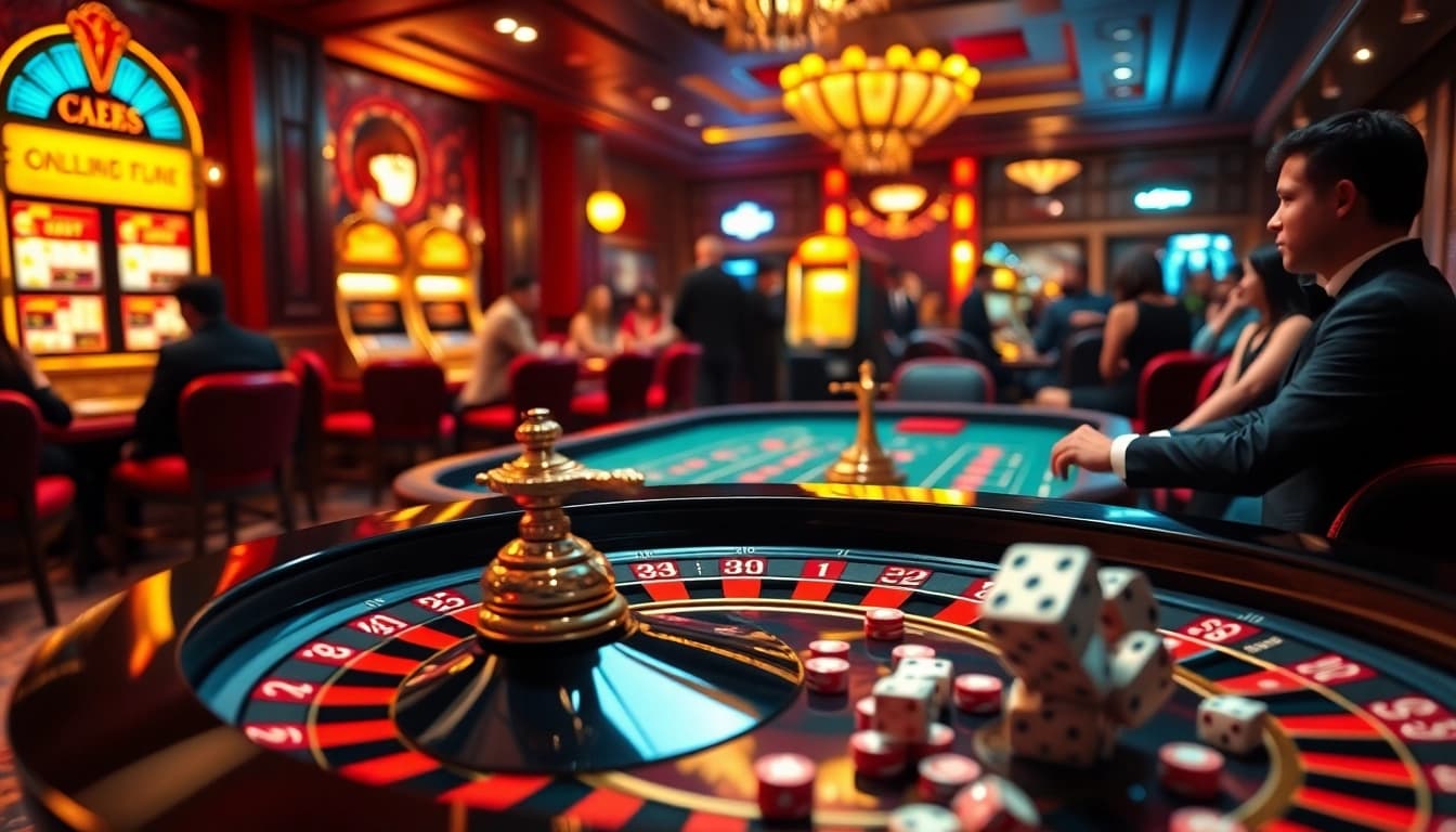 LC88 luxury casino scene with roulette, poker chips, and vibrant gameplay excitement.