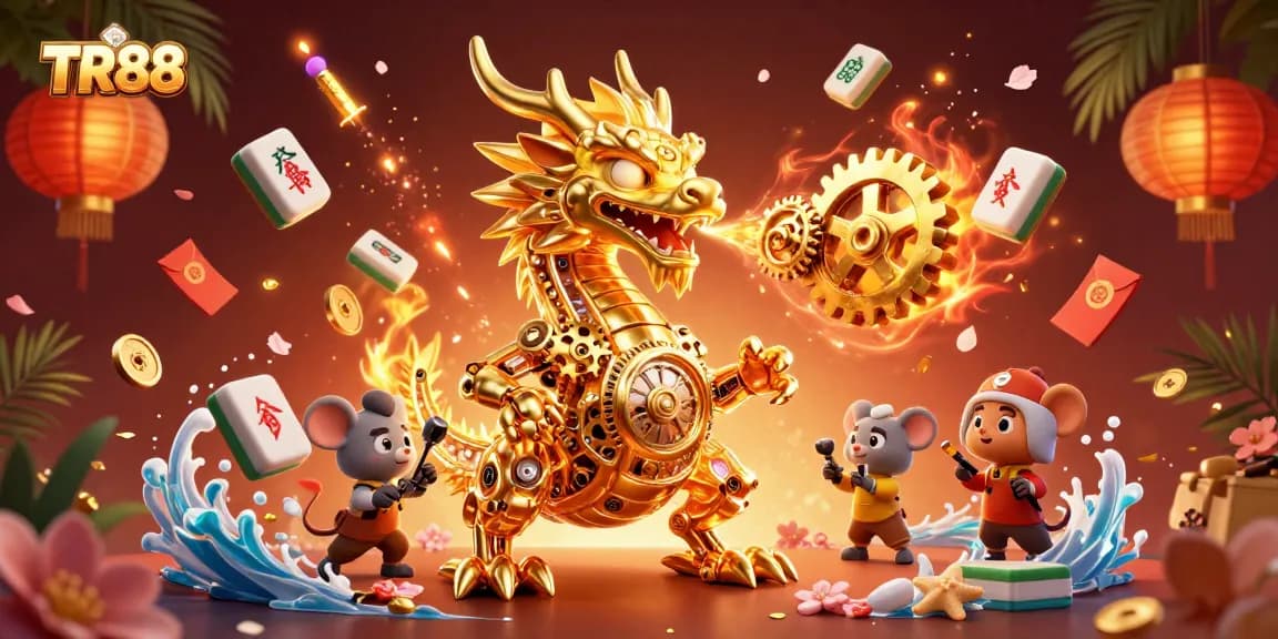 Experience thrilling wins at TR88 with a golden dragon, fortuitous mahjong, and festive lanterns.