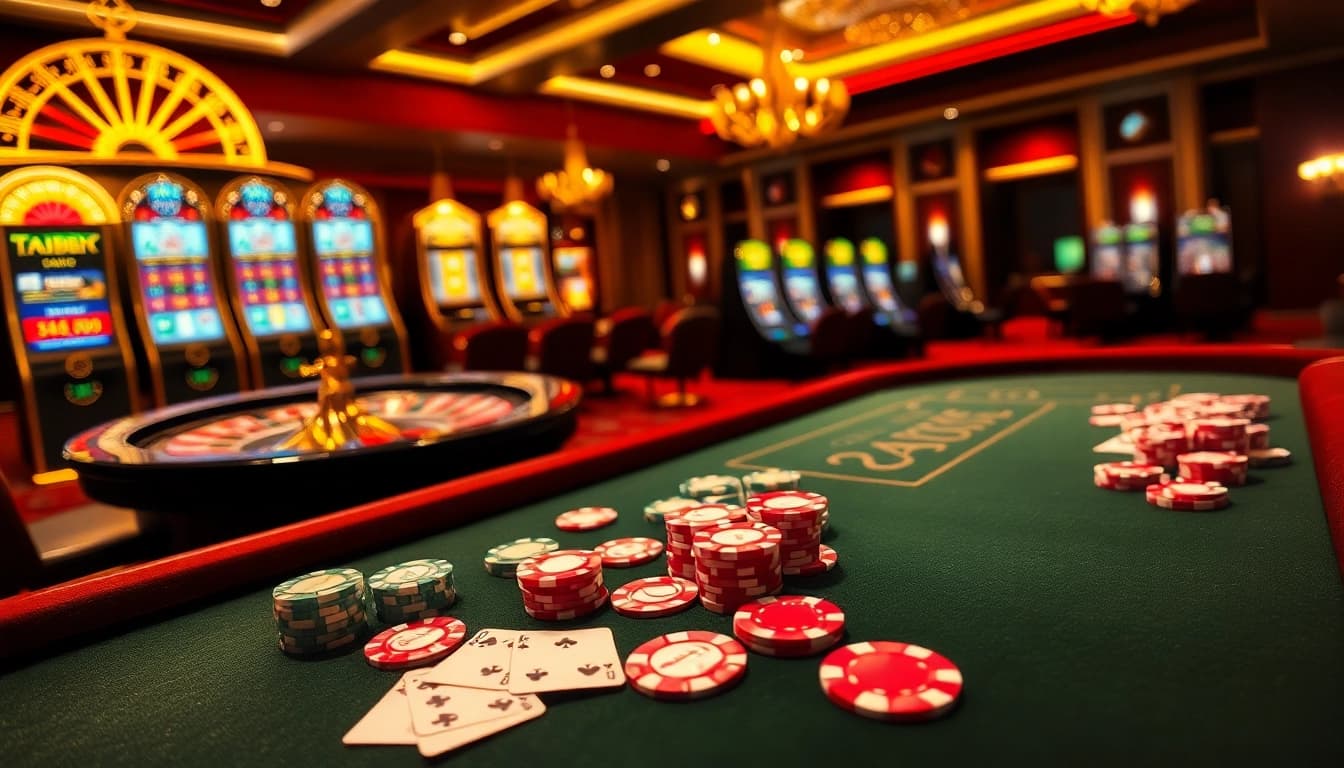 Engage in thrilling gaming at https://thabett.io/ with a dazzling poker scene featuring vibrant cards and luxurious chips.