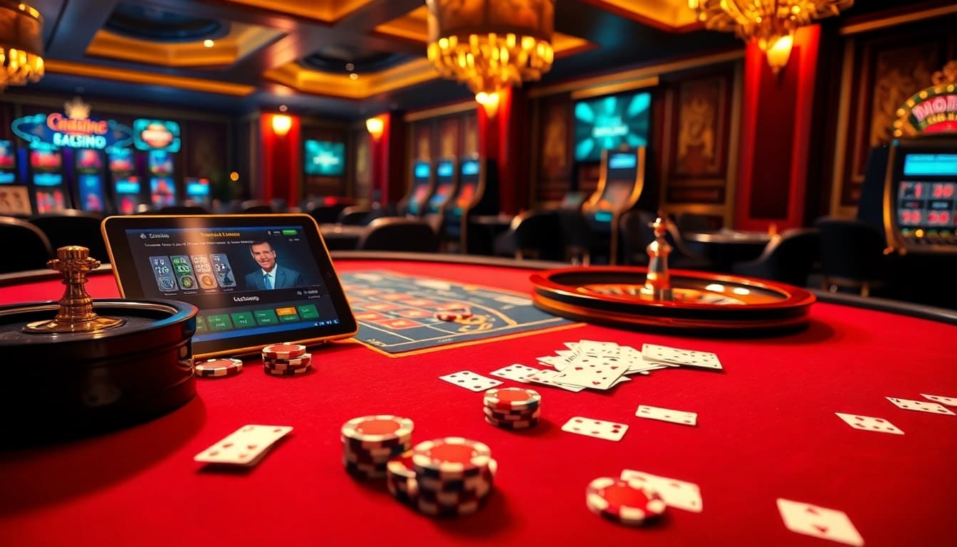 Experience luxurious online gaming at https://hitclub4.app/ with a vibrant casino scene showcasing poker and roulette.