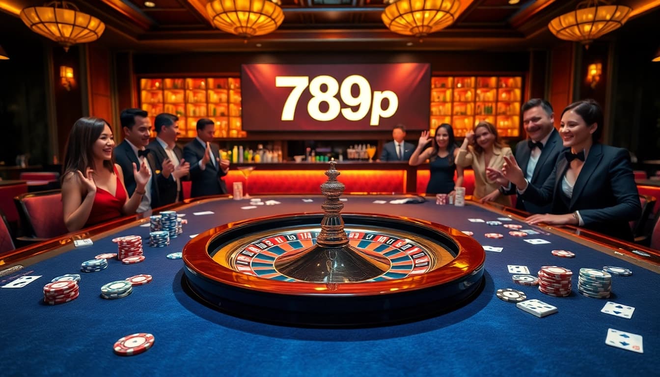 Experience thrilling casino play at 789p with vibrant casino tables and excited gamblers.