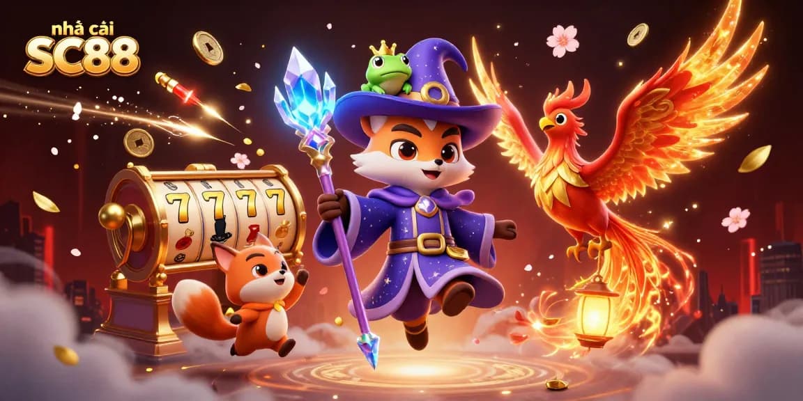 Play exciting games at nhà cái SC88 with immersive slots, magical characters, and vibrant casino elements.