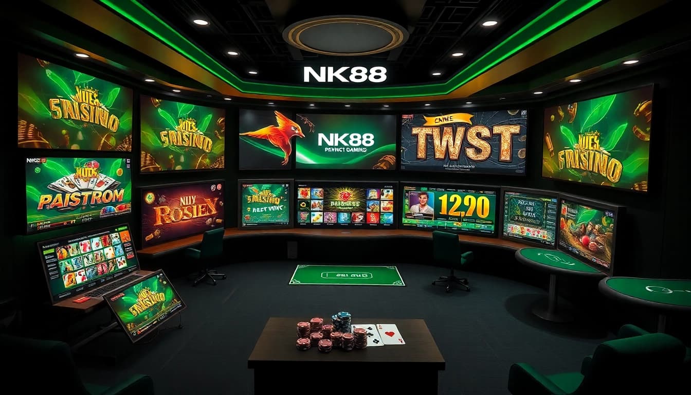 NK88 casino interface showcasing vibrant slot games and contemporary design elements.