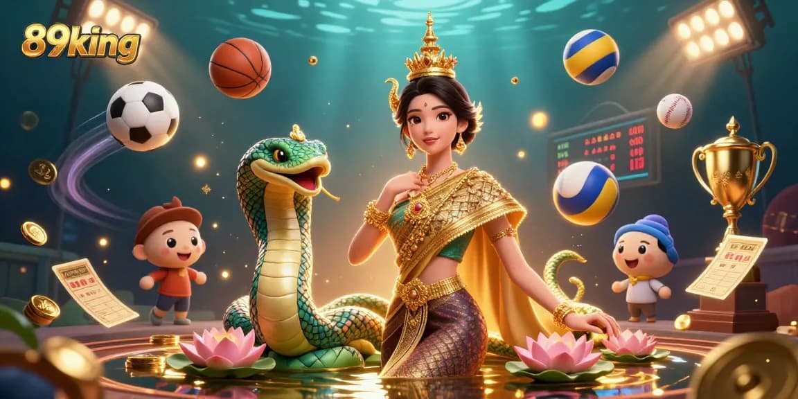 Experience the thrill of 89king with a vibrant casino illustration showcasing animated characters and dynamic sports elements.