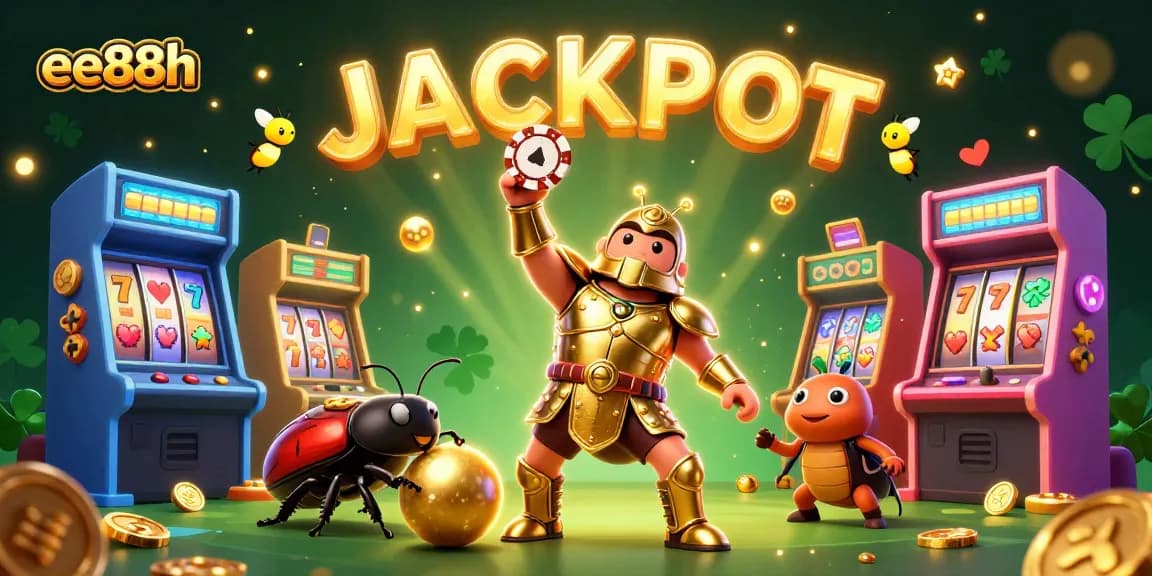 Play the exciting jackpot with ee88h as vibrant fireflies illuminate a 3D casino adventure.