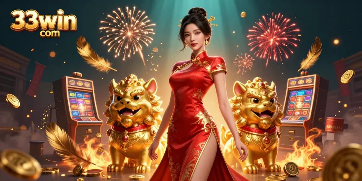 Experience thrilling wins at 33win com with a glamorous casino scene and slot machines.