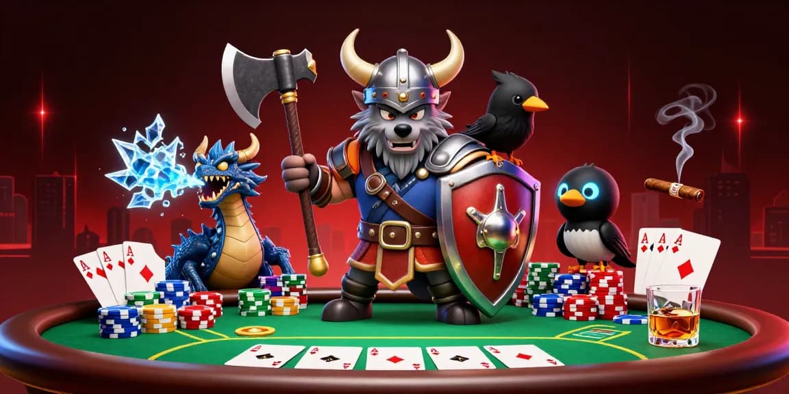 Experience exciting poker action with vt88's dynamic scenes featuring Viking warrior and dragons.