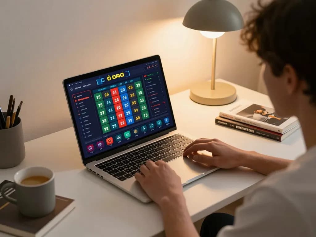 Engaging player placing bets on lô đề online from a stylish home setup.