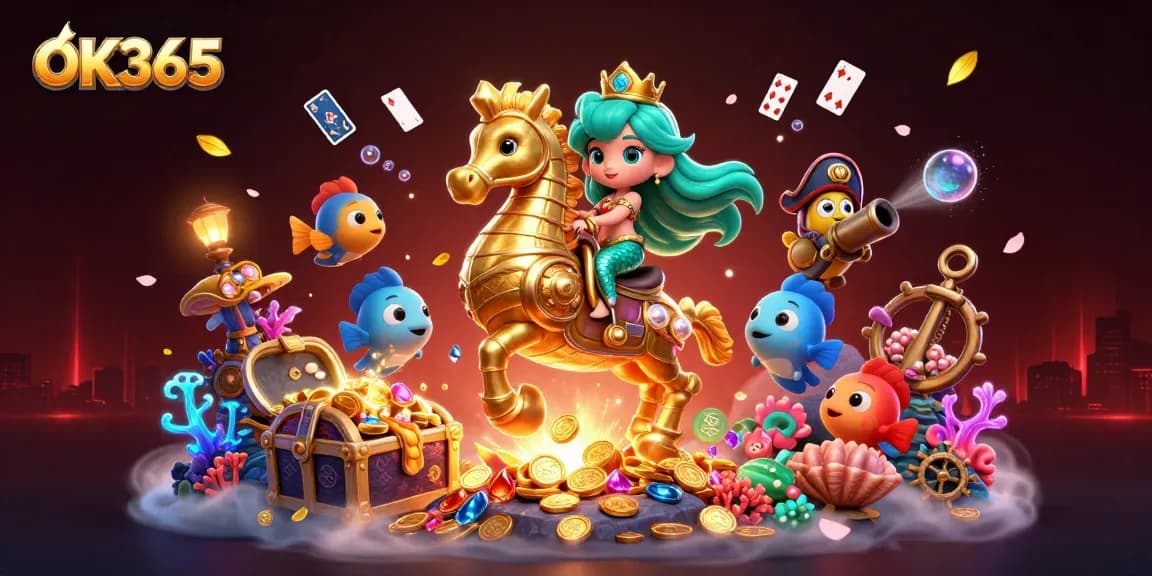 Immerse in the world of OK365 with a magical casino adventure featuring colorful mermaids and treasure.