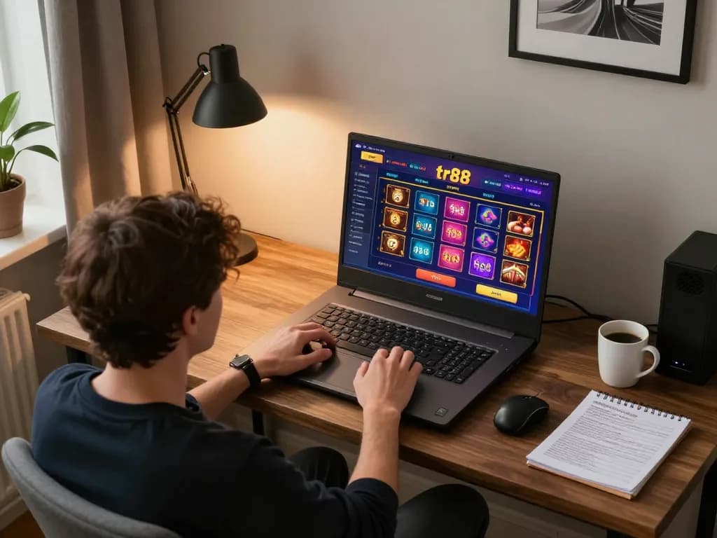 Engaging in tr88 online gaming experience with dynamic betting interface and responsible setup.
