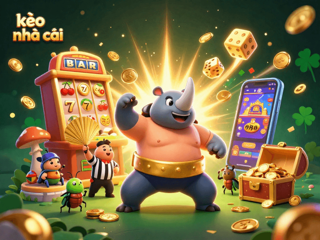 Experience thrilling kèo nhà cái gameplay with a dynamic illustration of a beetle sumo champion.