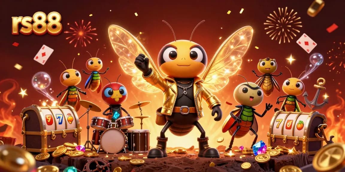 Experience the thrill of gambling with the rs88 rock star scene filled with slot reels and vibrant energy.