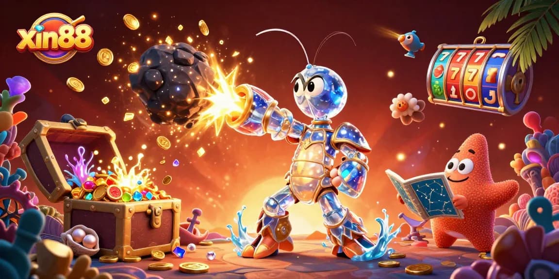 Experience thrilling gameplay at xin88 with vibrant slot reels and dynamic gem explosions.