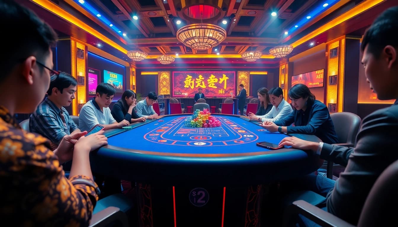 Exciting gameplay in a vibrant tài xỉu online casino environment, highlighting players and digital elements.