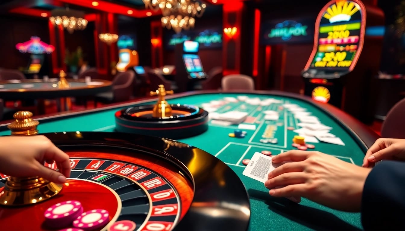 Experience the thrill of gambling at https://da88.navy/ with vibrant casino visuals, featuring roulette and poker.