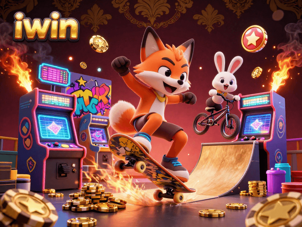 Engage in thrilling gameplay at iwin, featuring dynamic casino scenes with animated characters.