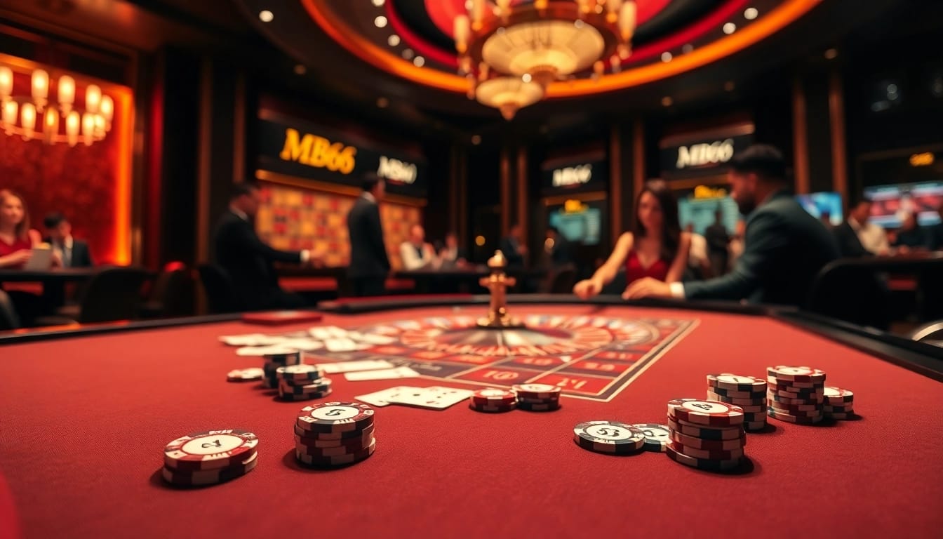 Experience the thrilling action at MB66 as players engage in high-stakes poker and roulette.