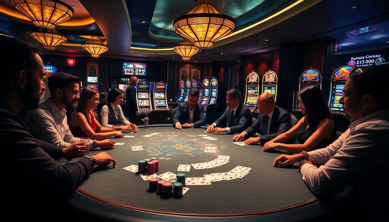 Experience the thrill of gambling at the poker table with chotruyen-themed excitement in a luxurious casino setting.
