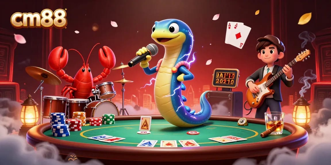 Experience thrilling gameplay at cm88 with an underwater casino concert featuring vibrant characters and poker elements.