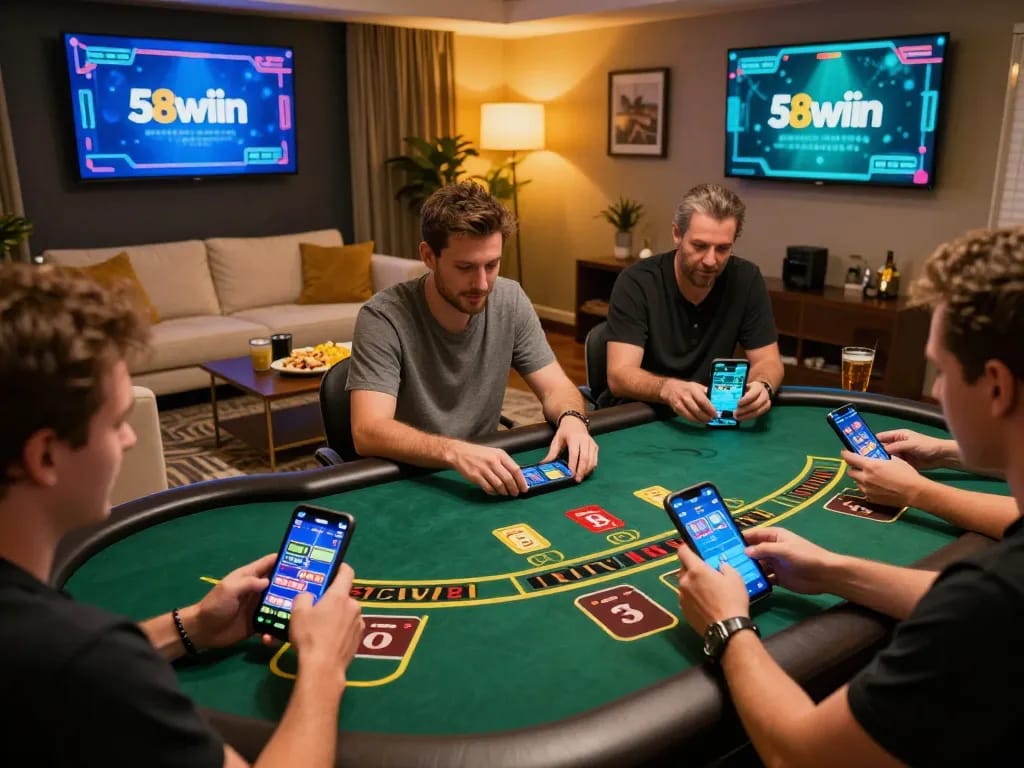 Players enjoying thrilling games at 58wiin online casino with engaging interfaces and warm atmosphere.