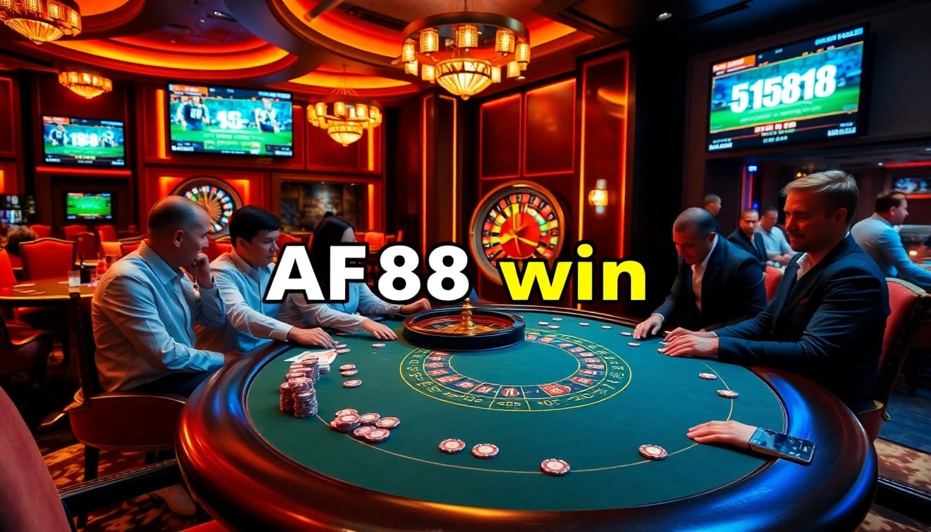 Action-packed poker game at AF88 win casino featuring vibrant ambiance and luxury.