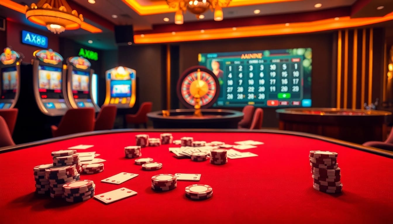 Experience thrilling gaming at https://ax88.bid/ with poker tables, vibrant slot machines, and a luxurious casino atmosphere.
