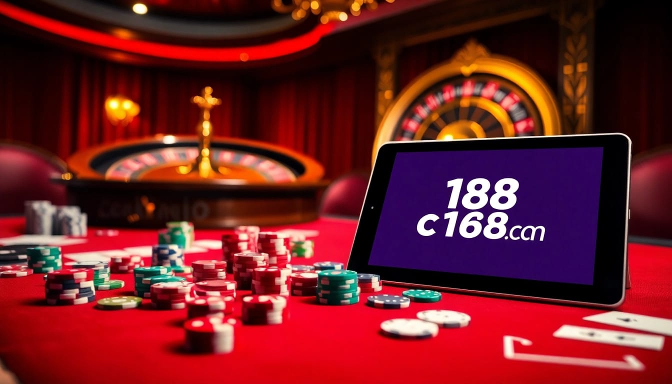 Experience the thrill of online gambling at c168 com with an exciting casino table scene.