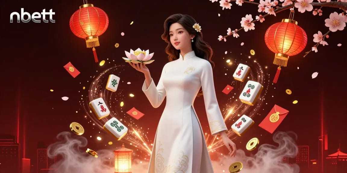 Engage with the vibrant nbett 3D casino scene rich in cherry blossoms, golden accents, and interactive gambling elements.