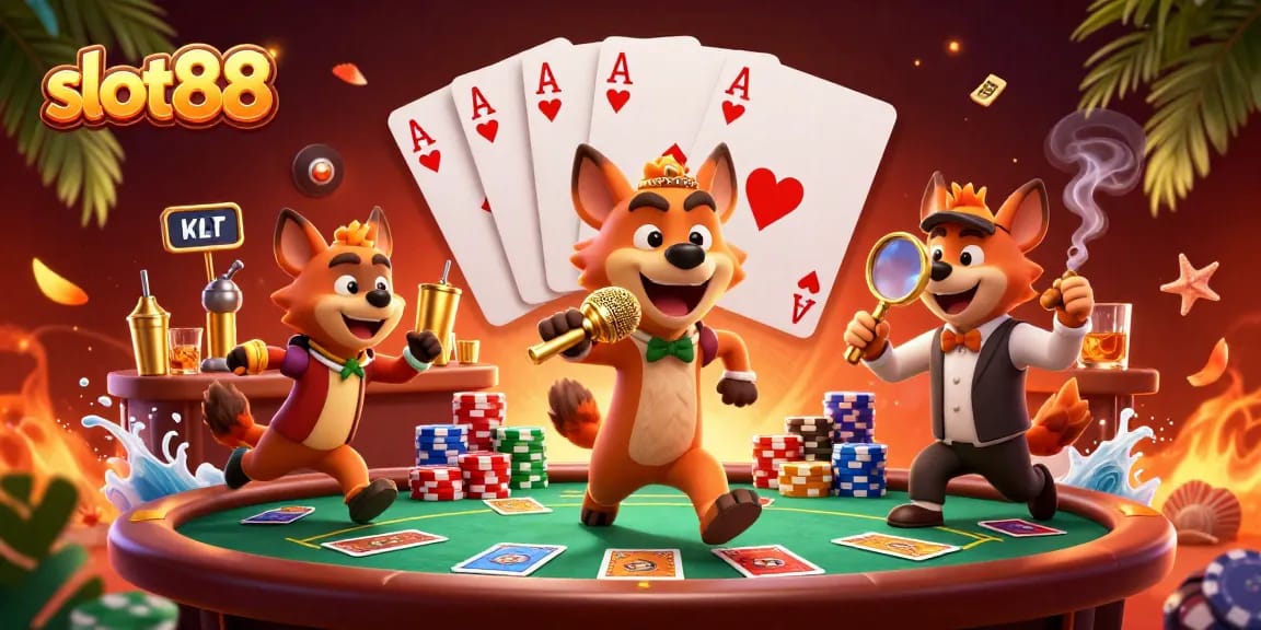 Experience thrilling action at slot88 with animated hyenas in a vibrant casino scene.