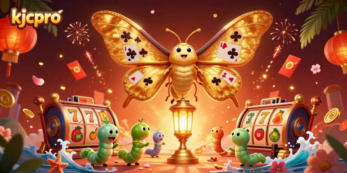 KJCPro showcases an engaging casino scene with vibrant slot machines and dynamic characters.