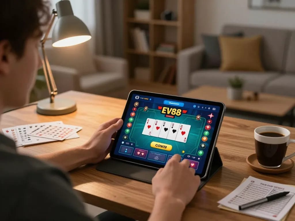 Engaging poker gameplay on the Ev88 app showcasing strategies and interactive features.