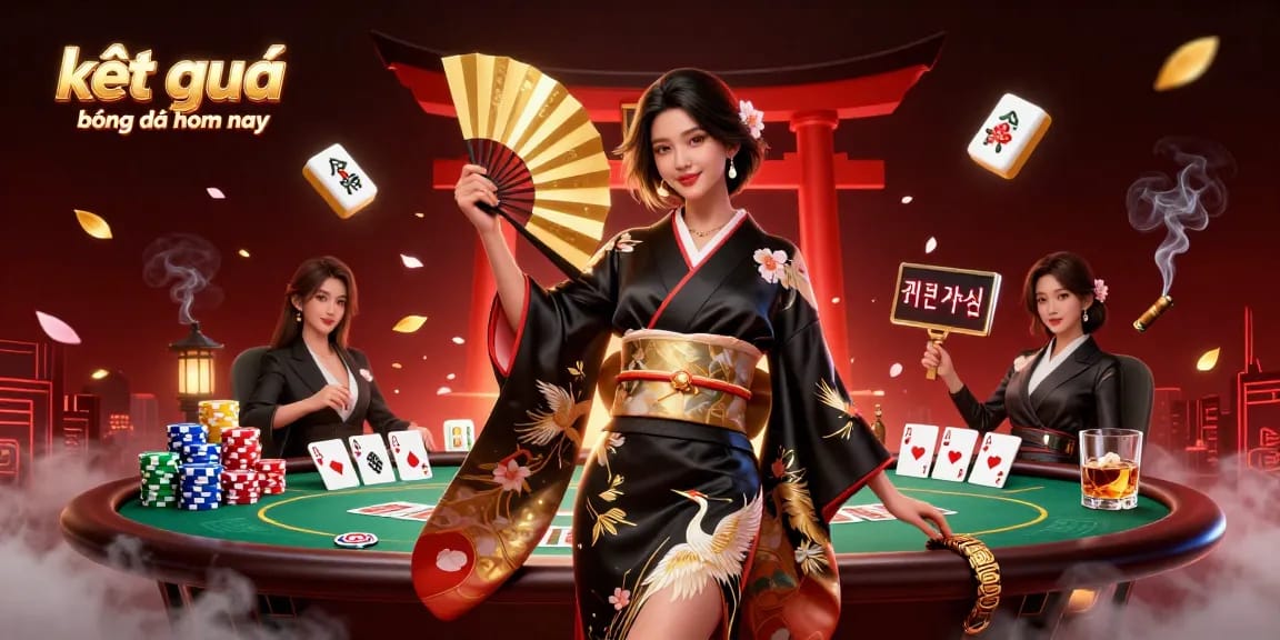 Engaging with kết quả bóng đá hôm nay by observing live betting on poker and sports in an Asian-themed casino.