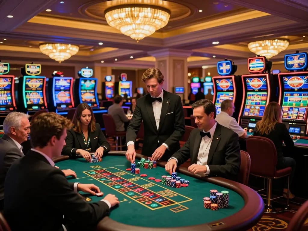 Engaging game moment with players strategizing at premium casino tables while exploring Go 88.