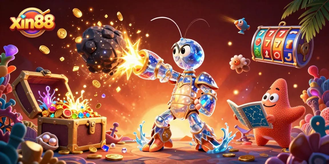 Experience thrilling gameplay at xin88 with vibrant slot reels and dynamic gem explosions.
