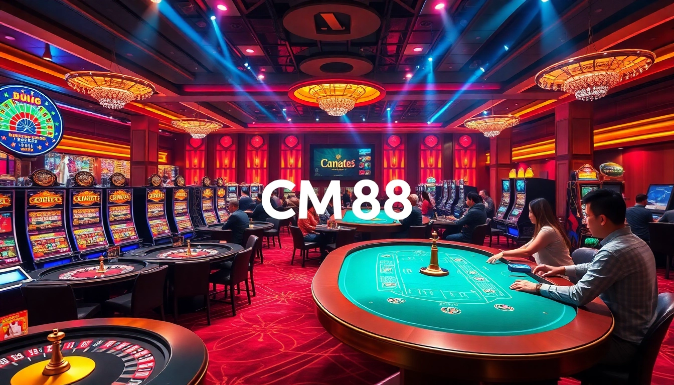 Experience the excitement of CM 88 casino gaming with vibrant roulette tables and stunning slot machines.