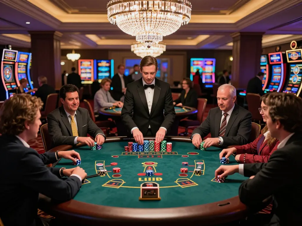 8LIVE blackjack players eagerly placing bets at a vibrant casino table.