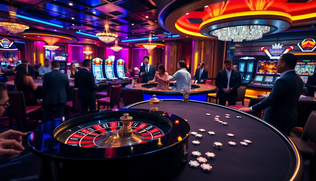 Experience luxury betting at https://urr88.com/ with a vibrant casino scene filled with roulette and excited players.